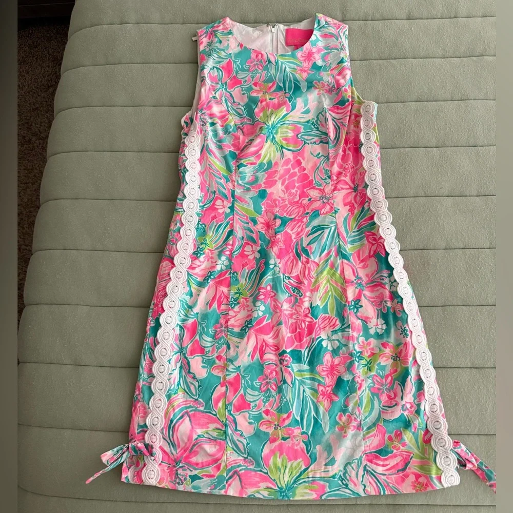 Floral Pink and Green Kids Dress - Picture 1 of 1